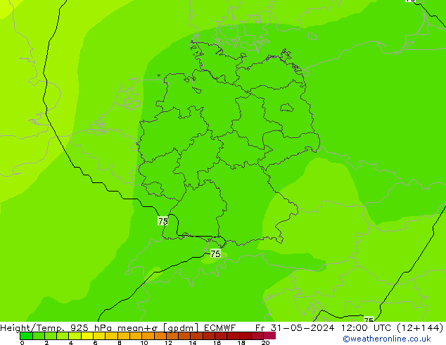 Height/Temp. 925 гПа ECMWF пт 31.05.2024 12 UTC