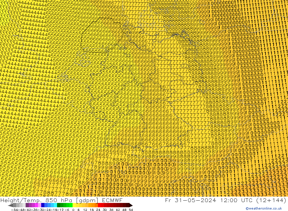 Height/Temp. 850 hPa ECMWF Fr 31.05.2024 12 UTC