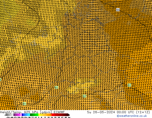 Height/Temp. 925 hPa ECMWF Ne 26.05.2024 00 UTC