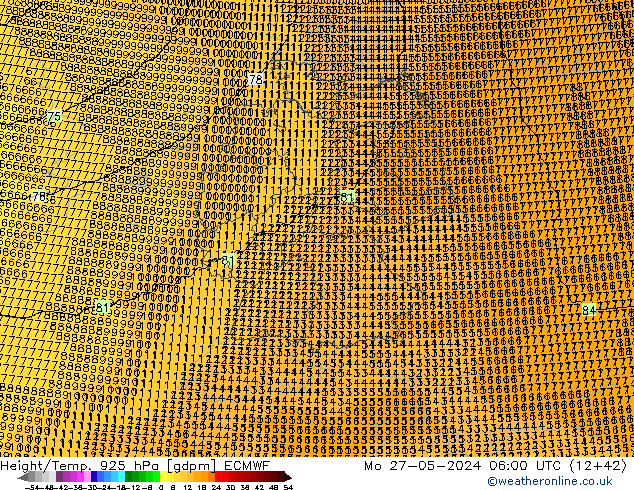 Geop./Temp. 925 hPa ECMWF lun 27.05.2024 06 UTC