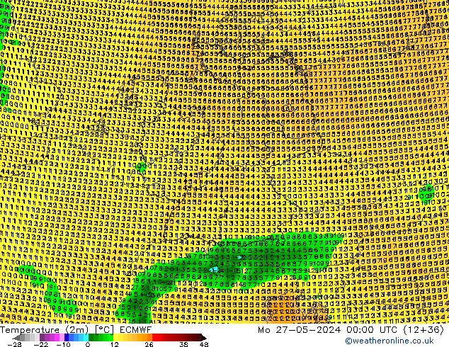 карта температуры ECMWF пн 27.05.2024 00 UTC