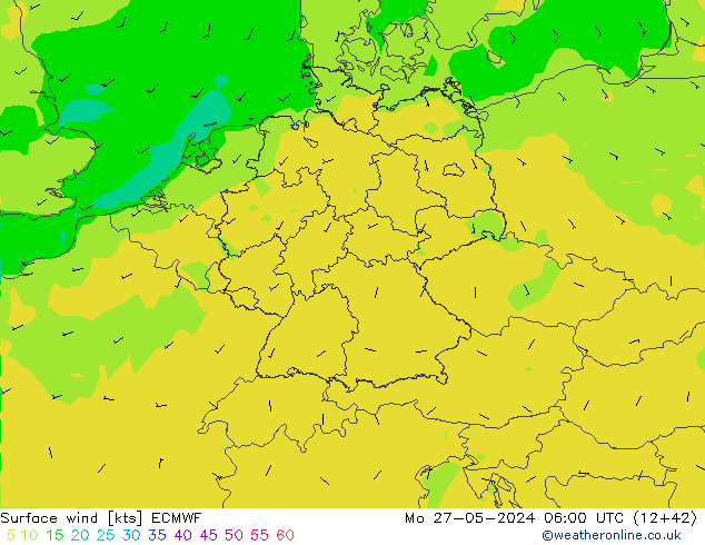 Vento 10 m ECMWF lun 27.05.2024 06 UTC