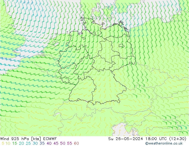 Wind 925 hPa ECMWF So 26.05.2024 18 UTC