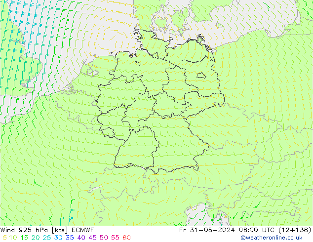 Wind 925 hPa ECMWF Fr 31.05.2024 06 UTC