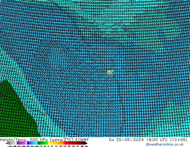 Height/Temp. 500 гПа ECMWF сб 25.05.2024 18 UTC