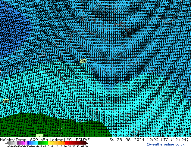 Height/Temp. 500 hPa ECMWF Su 26.05.2024 12 UTC