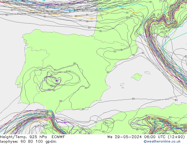 Height/Temp. 925 hPa ECMWF Qua 29.05.2024 06 UTC