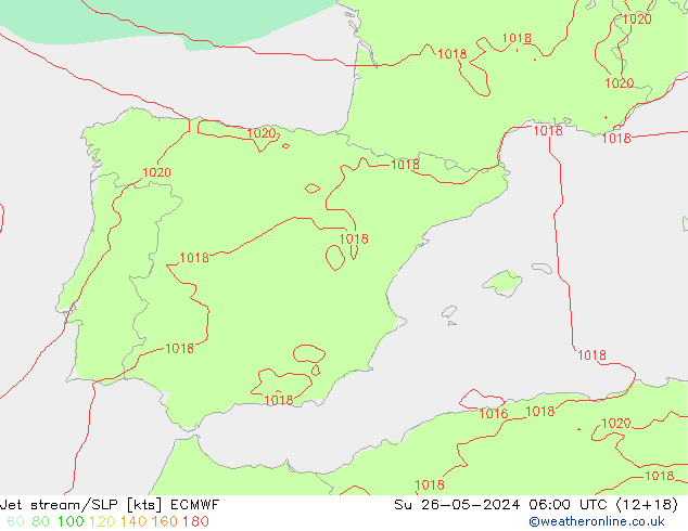 джет/приземное давление ECMWF Вс 26.05.2024 06 UTC