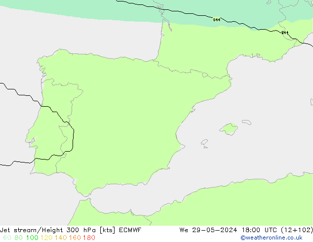 Straalstroom ECMWF wo 29.05.2024 18 UTC