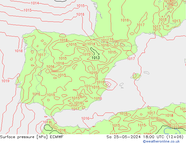 Luchtdruk (Grond) ECMWF za 25.05.2024 18 UTC