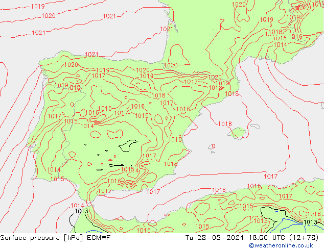 Luchtdruk (Grond) ECMWF di 28.05.2024 18 UTC