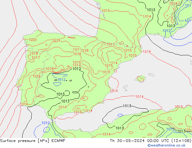 Surface pressure ECMWF Th 30.05.2024 00 UTC