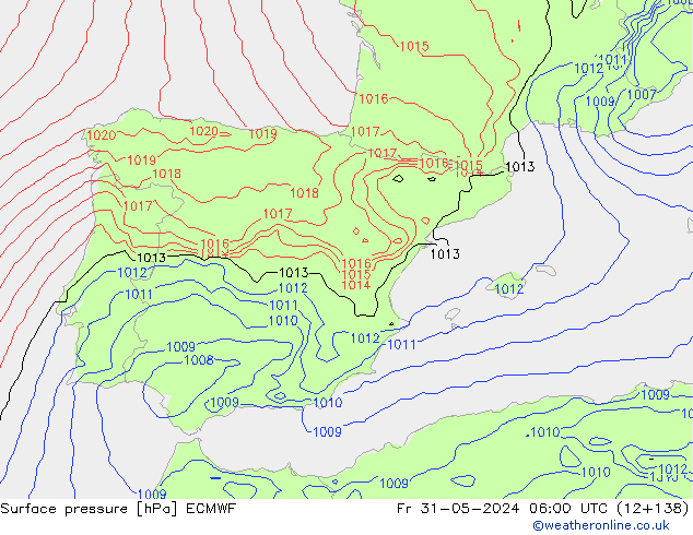 Yer basıncı ECMWF Cu 31.05.2024 06 UTC