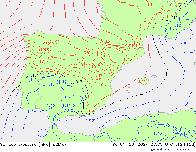 Surface pressure ECMWF Sa 01.06.2024 00 UTC