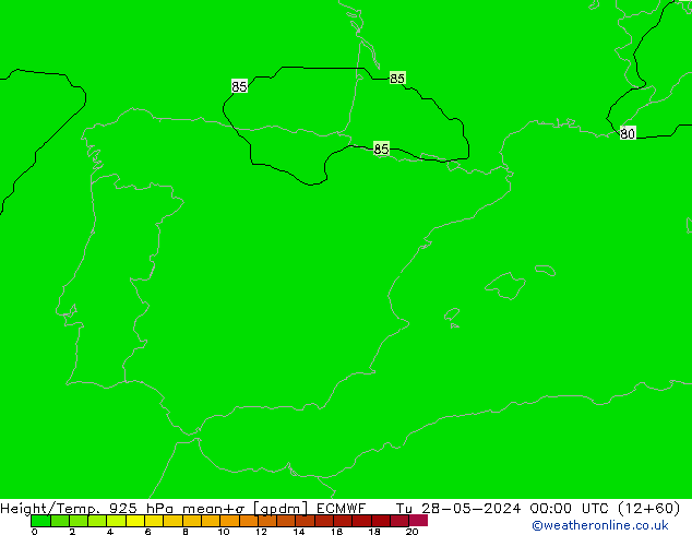 Hoogte/Temp. 925 hPa ECMWF di 28.05.2024 00 UTC