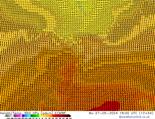 Height/Temp. 850 hPa ECMWF Mo 27.05.2024 18 UTC