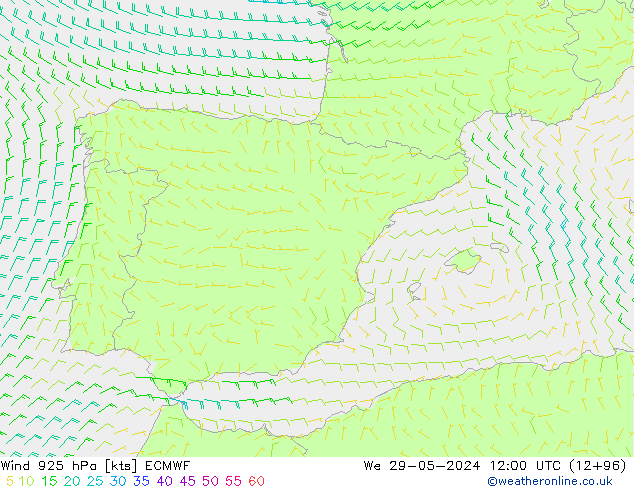 Vento 925 hPa ECMWF Qua 29.05.2024 12 UTC