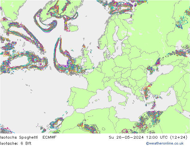 Isotachs Spaghetti ECMWF Su 26.05.2024 12 UTC