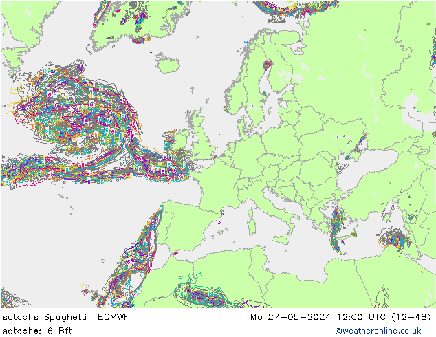 Isotachen Spaghetti ECMWF Mo 27.05.2024 12 UTC
