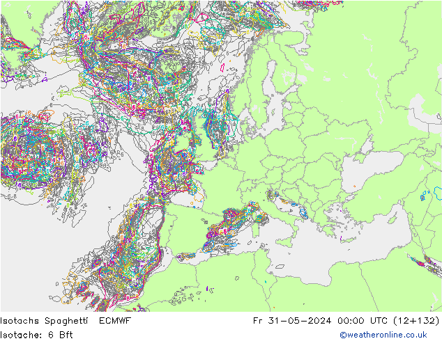 Isotachs Spaghetti ECMWF ven 31.05.2024 00 UTC