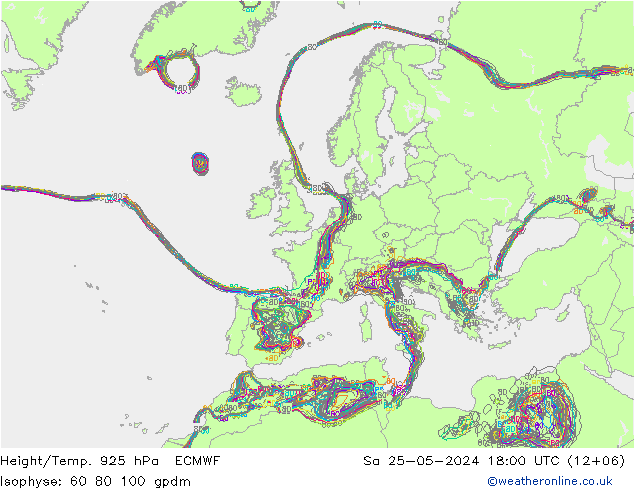 Géop./Temp. 925 hPa ECMWF sam 25.05.2024 18 UTC