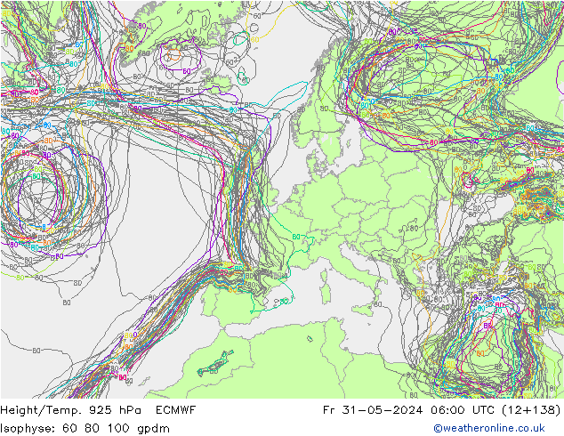 Height/Temp. 925 hPa ECMWF Sex 31.05.2024 06 UTC