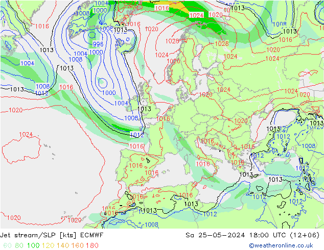 Jet stream ECMWF Sáb 25.05.2024 18 UTC