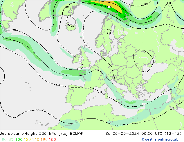 Corrente a getto ECMWF dom 26.05.2024 00 UTC