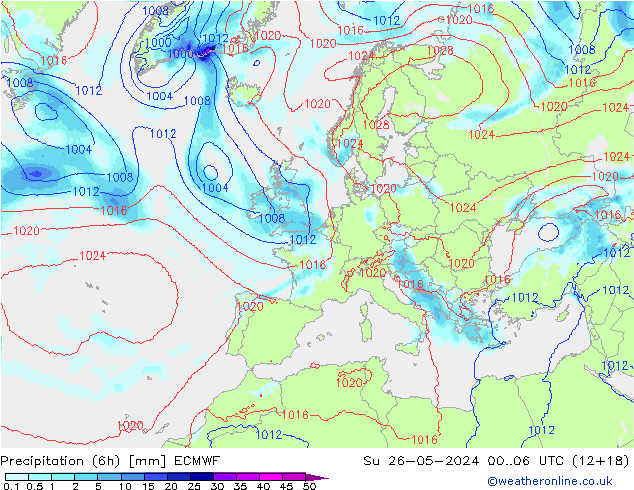 opad (6h) ECMWF nie. 26.05.2024 06 UTC