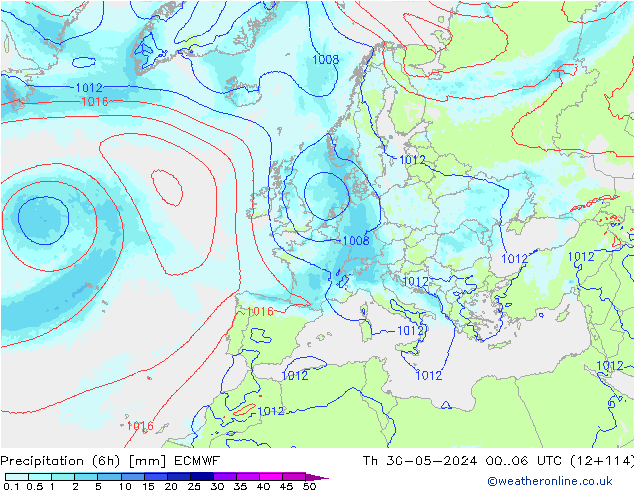 Précipitation (6h) ECMWF jeu 30.05.2024 06 UTC