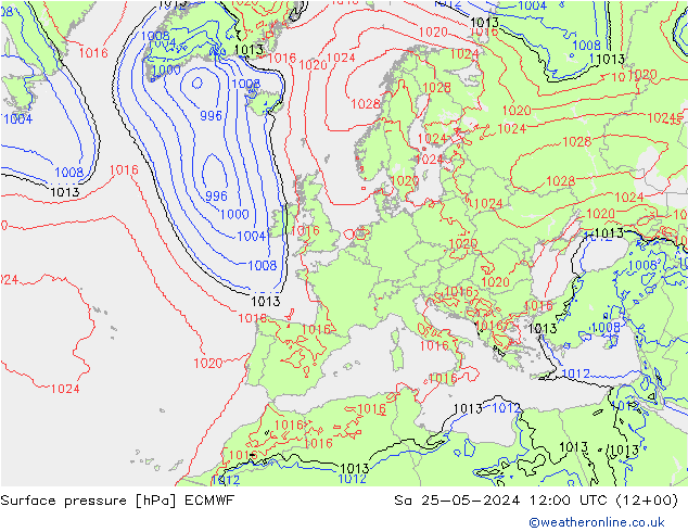 地面气压 ECMWF 星期六 25.05.2024 12 UTC