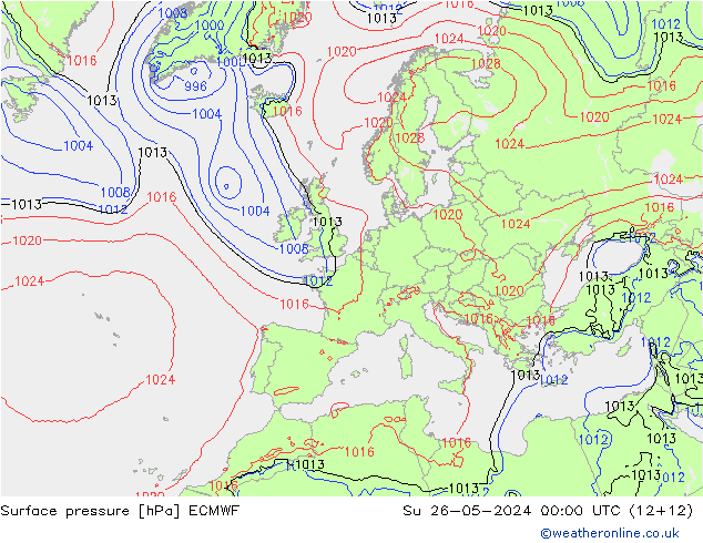 地面气压 ECMWF 星期日 26.05.2024 00 UTC