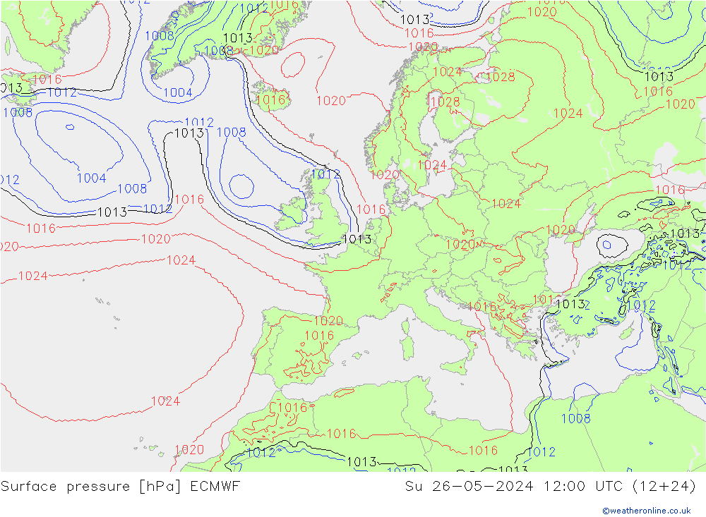 Bodendruck ECMWF So 26.05.2024 12 UTC