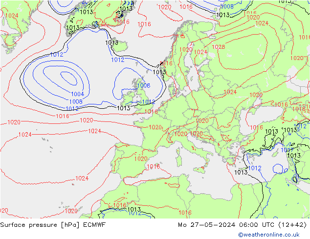 приземное давление ECMWF пн 27.05.2024 06 UTC