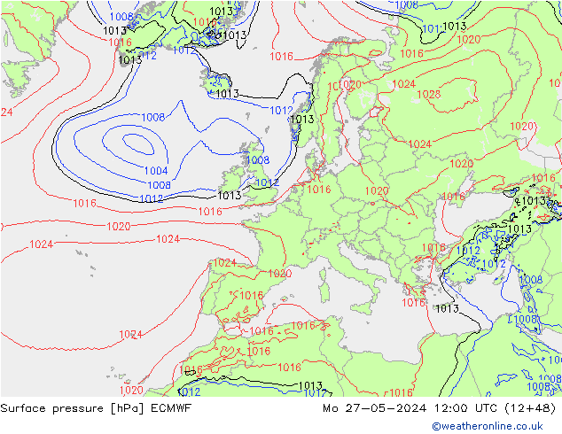 Surface pressure ECMWF Mo 27.05.2024 12 UTC