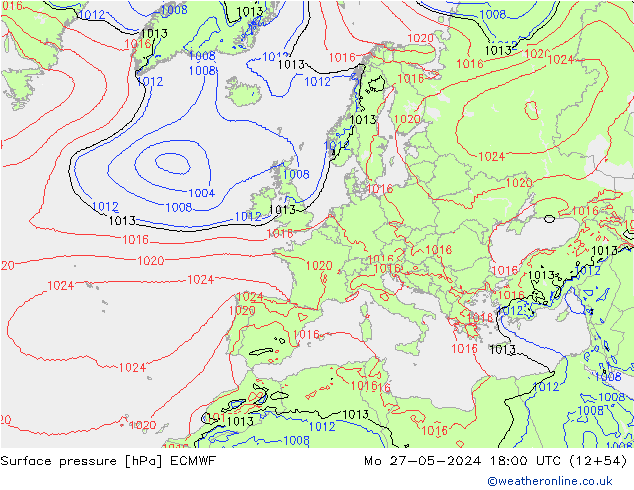 Surface pressure ECMWF Mo 27.05.2024 18 UTC