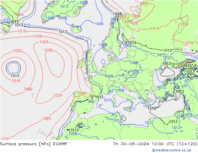 ciśnienie ECMWF czw. 30.05.2024 12 UTC