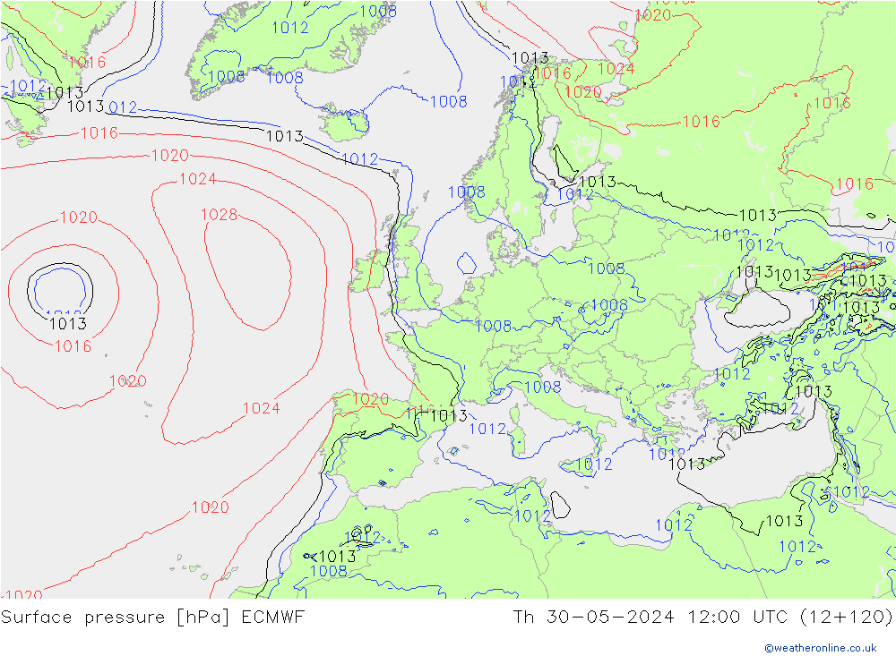 ciśnienie ECMWF czw. 30.05.2024 12 UTC