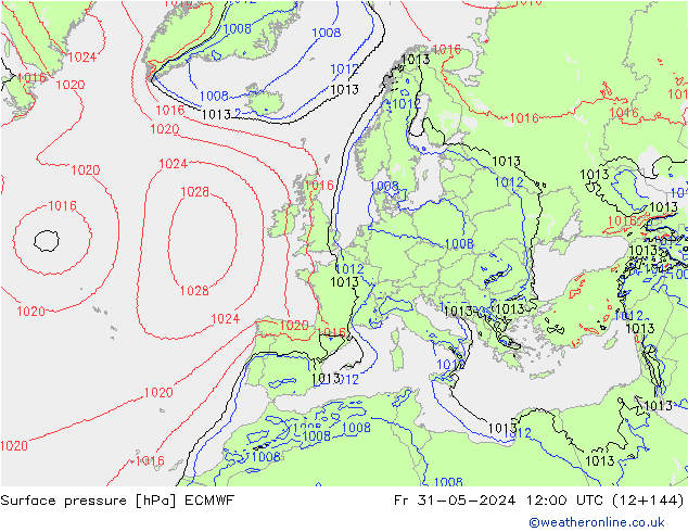 Bodendruck ECMWF Fr 31.05.2024 12 UTC