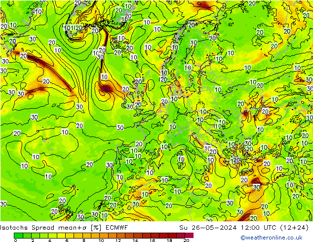 Isotachs Spread ECMWF Dom 26.05.2024 12 UTC