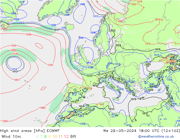 Windvelden ECMWF wo 29.05.2024 18 UTC