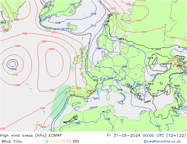 High wind areas ECMWF ven 31.05.2024 00 UTC