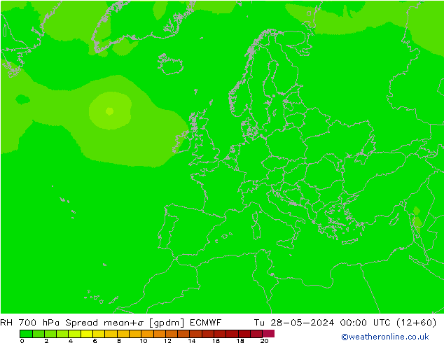 RV 700 hPa Spread ECMWF di 28.05.2024 00 UTC