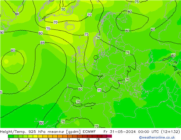 Height/Temp. 925 hPa ECMWF ven 31.05.2024 00 UTC