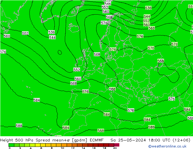 Height 500 hPa Spread ECMWF Sa 25.05.2024 18 UTC