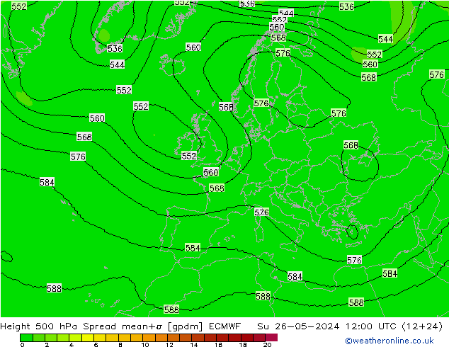 Height 500 hPa Spread ECMWF Su 26.05.2024 12 UTC