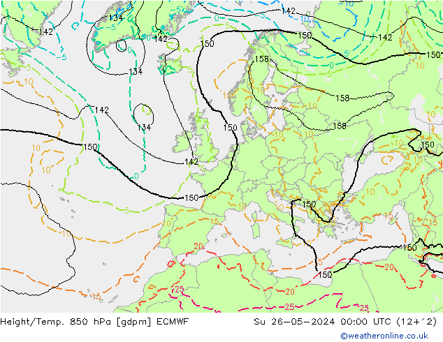 Yükseklik/Sıc. 850 hPa ECMWF Paz 26.05.2024 00 UTC