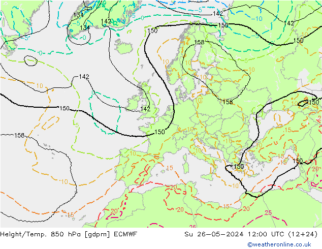 Height/Temp. 850 hPa ECMWF Dom 26.05.2024 12 UTC