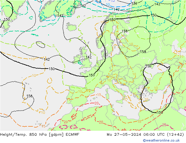 Height/Temp. 850 hPa ECMWF Mo 27.05.2024 06 UTC