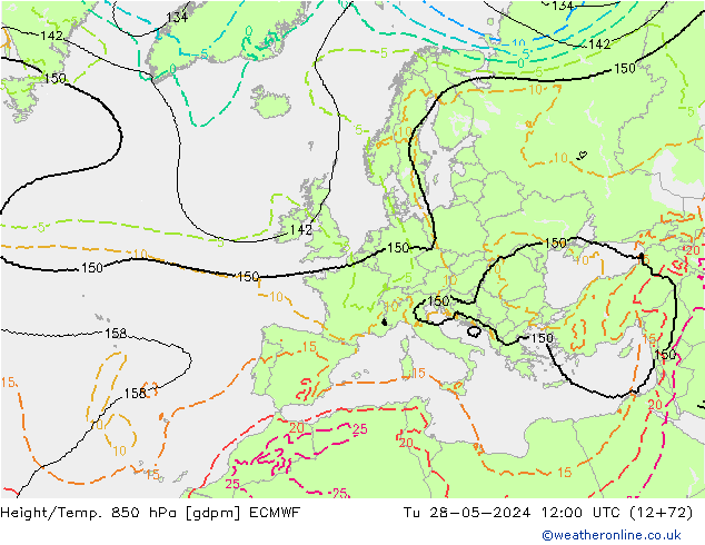 Yükseklik/Sıc. 850 hPa ECMWF Sa 28.05.2024 12 UTC